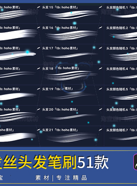 人物头发毛发ps/procreate笔刷ipad画笔CG绘画板勾线发丝卷发