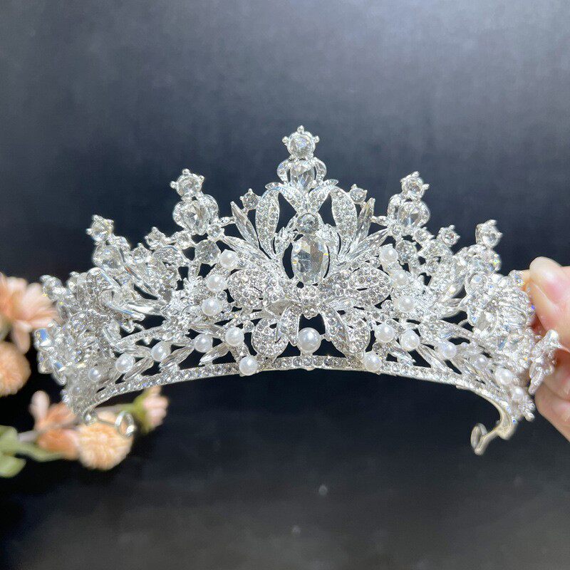 日本品质巴洛克 新款头饰大气奢华水晶皇冠婚纱 新娘珍珠水钻发饰