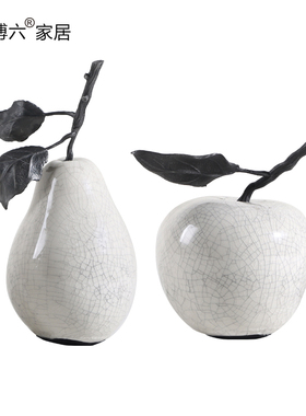 轻奢样板房苹果梨子水果陶瓷现代