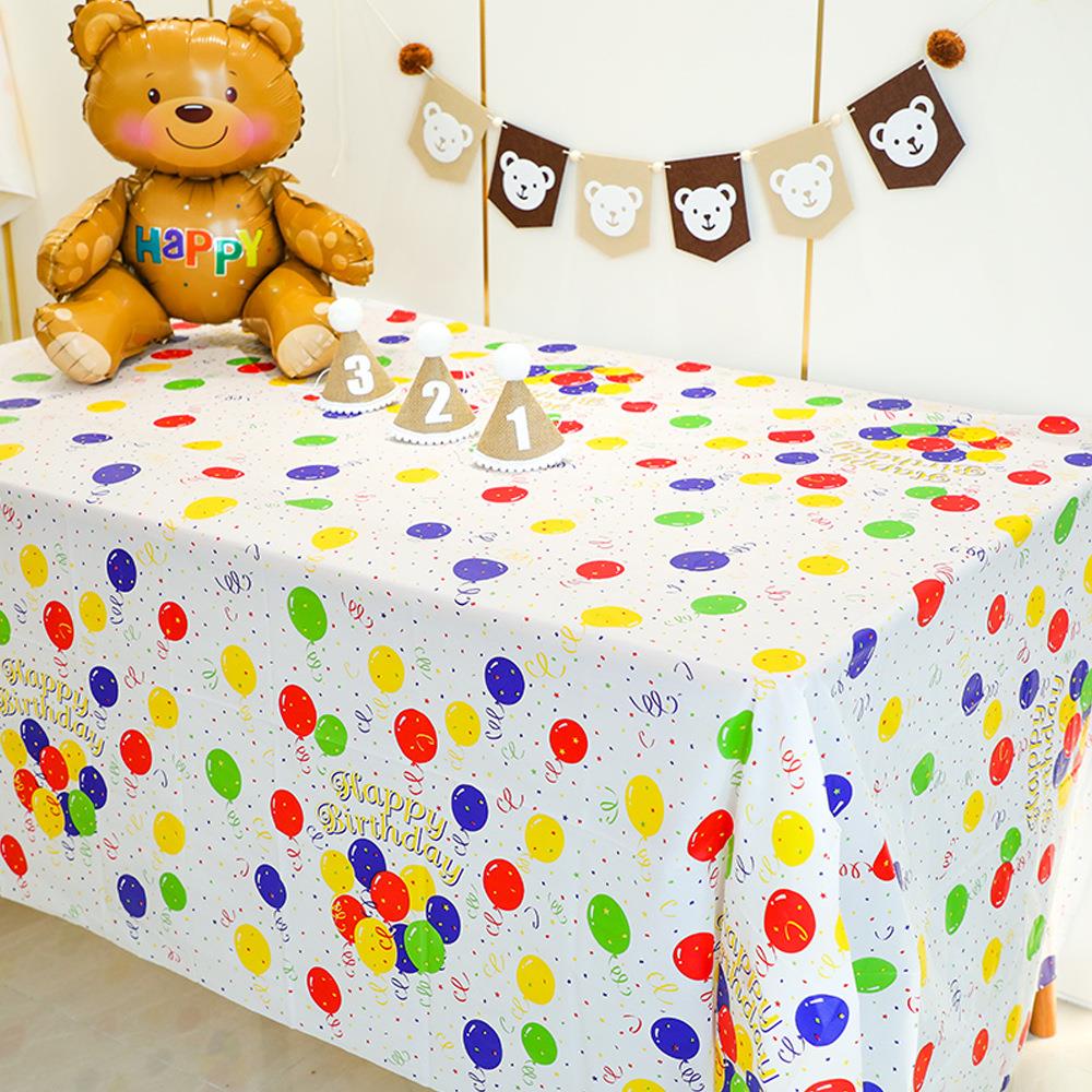 ins彩色气球一次性加塑料桌布野餐布 周岁生日派对甜品台布置装饰