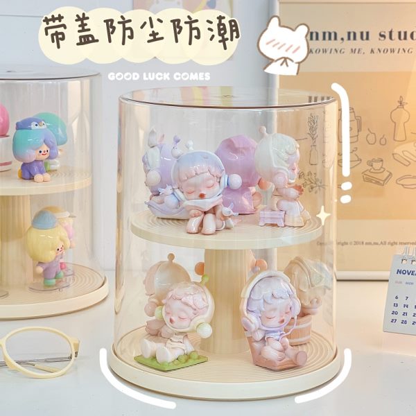 盲盒收纳盒旋转透明陈列展示架桌面手办泡泡公仔马特防尘展示盒柜