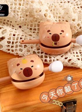 创意卡皮巴拉木鱼解压摆件卡通办公室桌面装饰品情绪稳定摆饰礼品