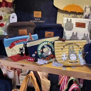 现货日系卡通宫崎骏魔女宅急便黑猫化妆包可爱手拿毛绒刺绣收纳包