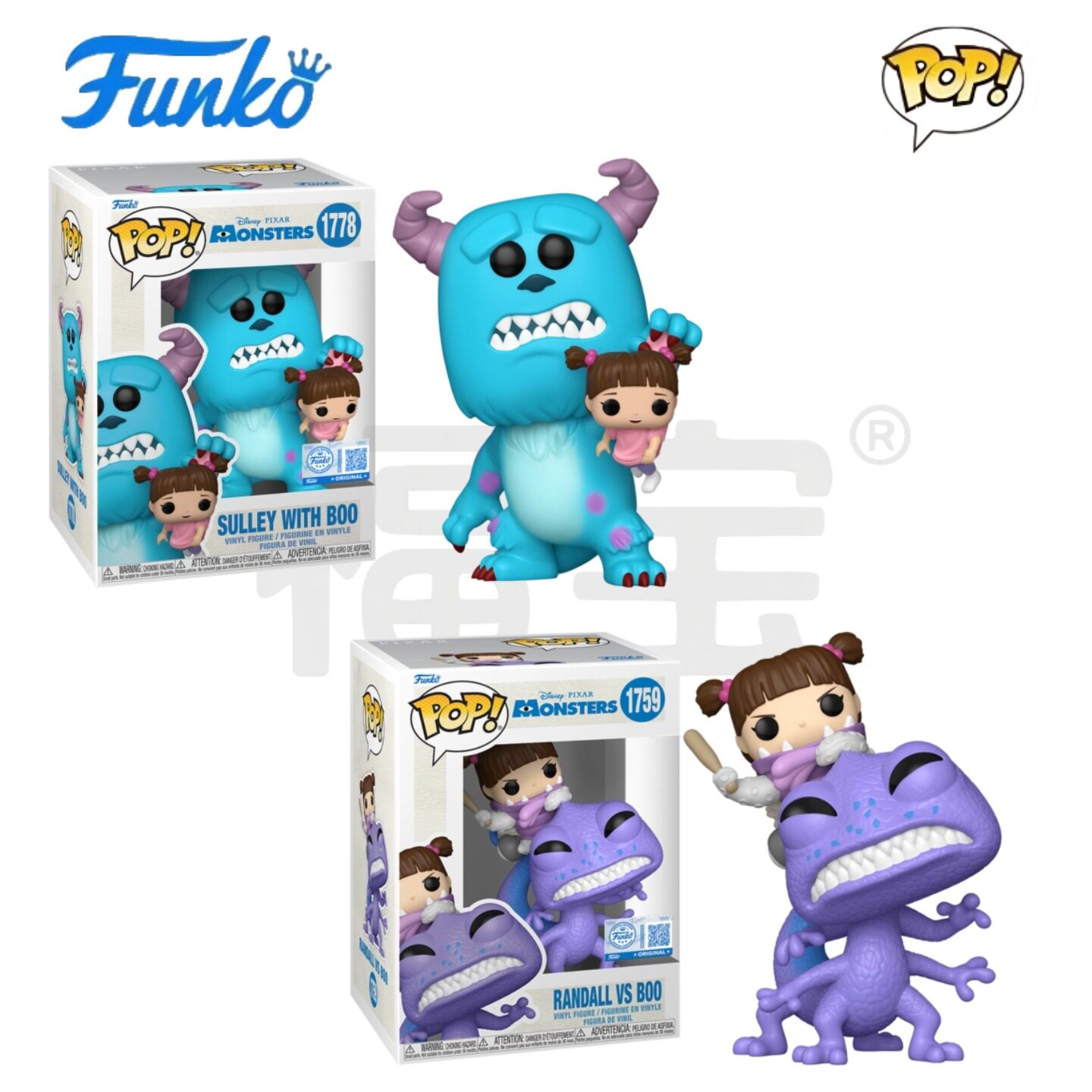 Funko POP怪兽电力公司Monsters, Inc.周边阿布与兰道尔公仔手办