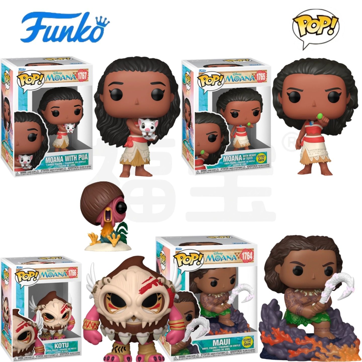 Funko POP海洋奇缘Moana 2周边莫阿娜小鸡憨憨科图毛伊公仔手办