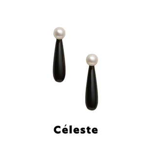 Céleste 复古高级感耳坠银针耳饰 长水滴黑玛瑙珍珠耳环女新中式