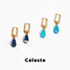 Céleste 天然青金石绿松石耳环女高级感复古绿玛瑙S925银针耳扣