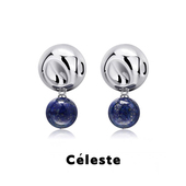 Céleste 青金石银球耳环小众设计高级感气质百搭耳钉青金石项链