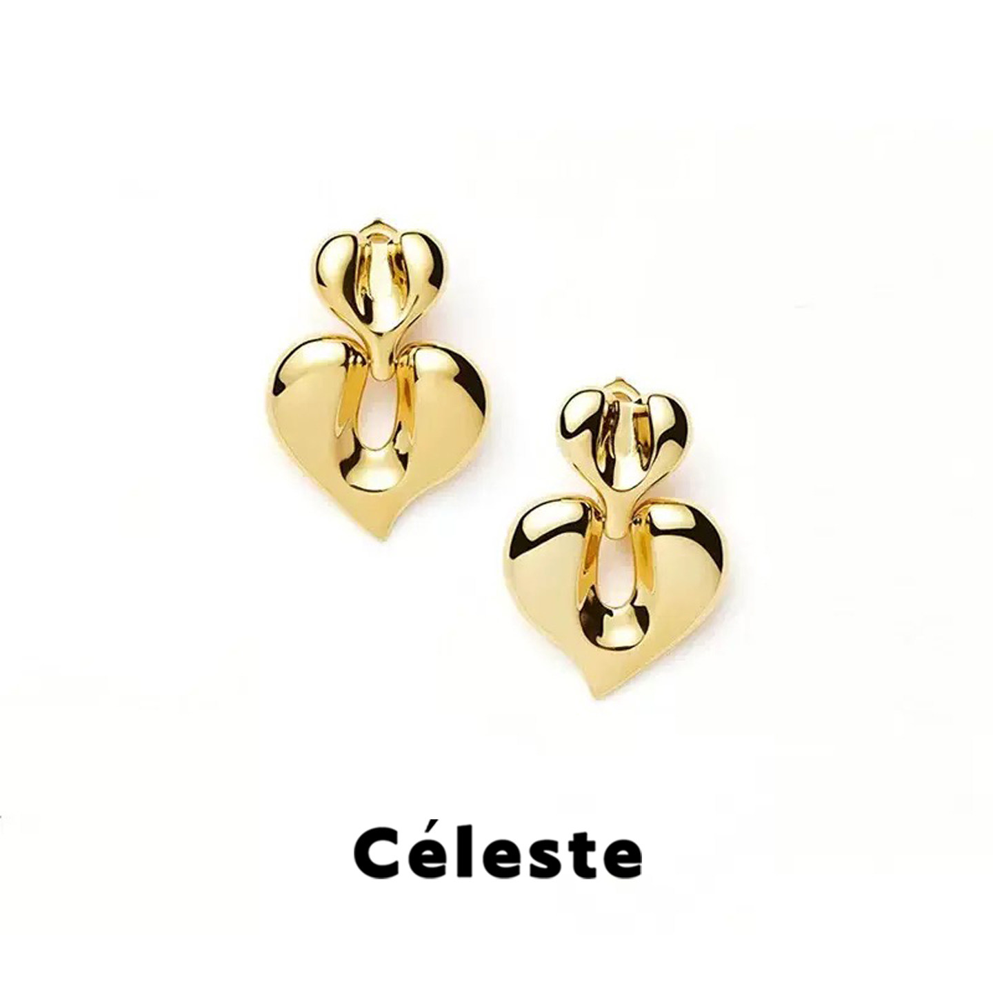 Céleste 鎏心扣爱心耳环女小众设计高级感双桃心耳坠耳环925银针