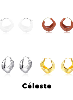 Céleste 明星同款不规则珐琅釉耳环高级感爆款百搭S925银针耳钉