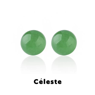Céleste 复古简约百搭S925银针耳饰 绿东陵玉石圆球耳钉女新中式