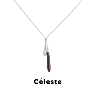 Céleste 小众设计木质双水滴吊坠项链女新中式抽拉可调节毛衣链