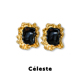 Céleste 黑镜系列黑色珐琅耳钉小众设计高级感气质复古金色耳环