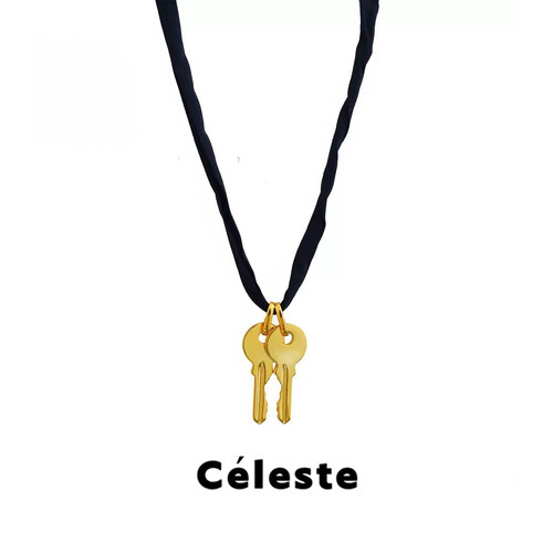 Céleste金属钥匙长布条项链女