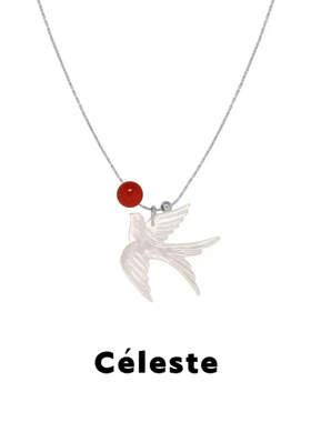 Céleste新中式白贝燕子项链女