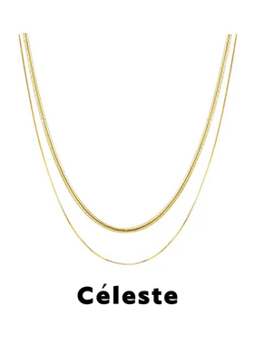 Céleste明星同款双层蛇骨链项链