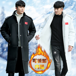 国家队运动员冬训大衣男长款过膝羽绒棉服体育生儿童足球训练棉袄