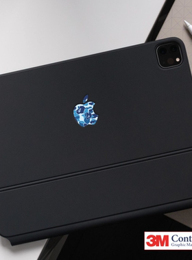 艺贴进口铸造级带导气槽 蓝色猿头 适用苹果平板iPad妙控键盘Magic keyboard个性logo贴纸防水无痕 一份2枚装