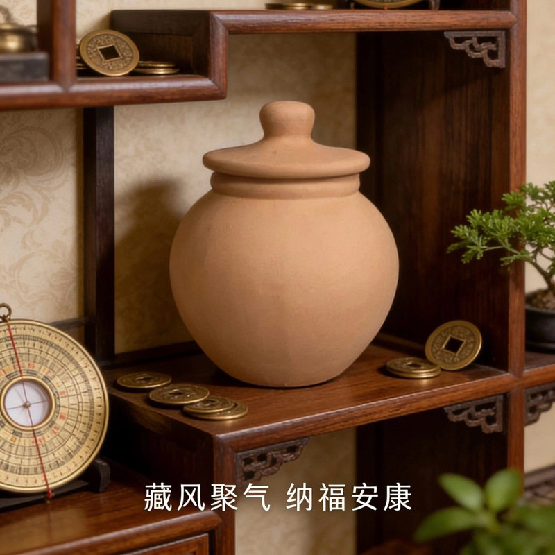 陶土聚宝盆招财镇宅乔迁五色土罐正宗黄土陶聚宝盆风水祈福聚财罐