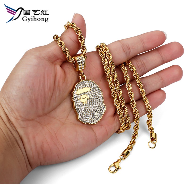 手工嘻哈庄类品吊坠项链头镶钻猿人款配饰送男朋友 同Hiphop|ruв категории Украшения,ювелирные изделия, кулон/кулон - от Buy2taobao.com для оказания профессиональной услуги покупки агента Taobao