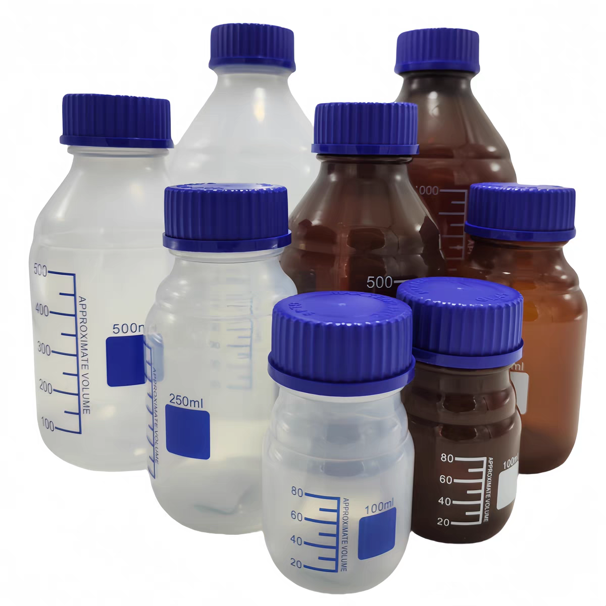 PP蓝盖试剂瓶实验避光螺口试剂瓶塑料蓝盖试剂瓶耐高温耐腐蚀GL45