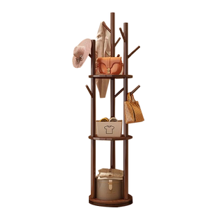 旋转衣帽架落地卧室客厅家用转角玄关入户实木简易立式床头挂衣架