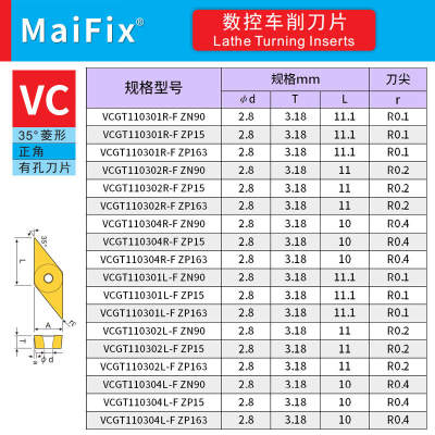 MaiFix不锈钢精车刀VCGT110301R/L-F数控车床外圆合金精车刀粒