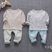 衣 秋 Trẻ 1 tuổi đồ lót cotton 0-6-9 tháng bé nam buồn ngủ - Quần áo lót