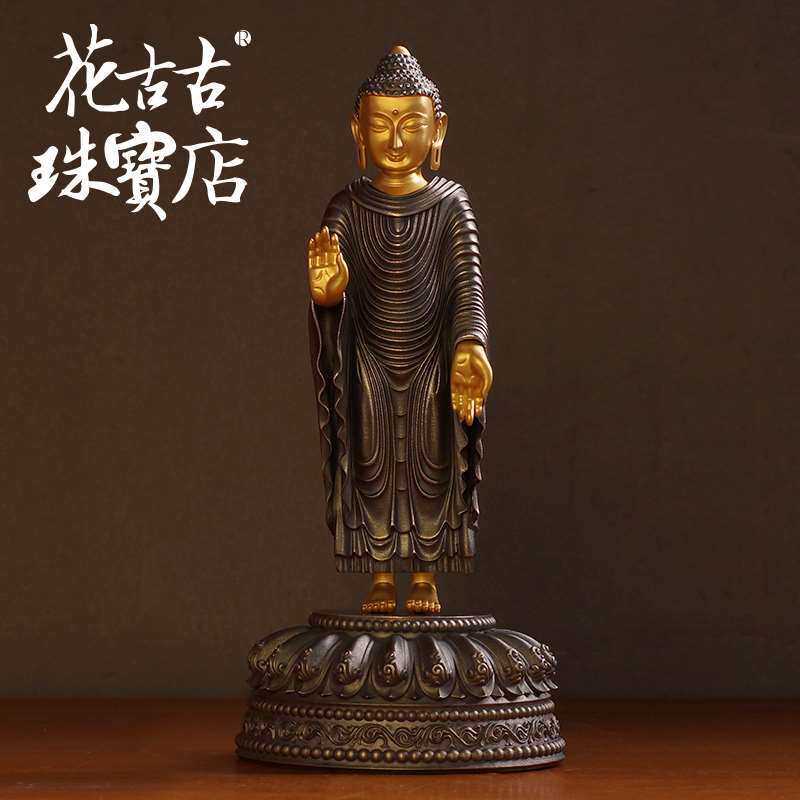 花古古 鎏金旃檀佛 佛像摆件 旃檀功德佛 1080g银 手工定制
