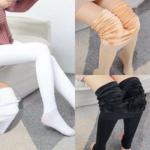 女外穿显瘦奶白色保暖踩脚一体连 高密锦纶加绒加厚打底裤 袋装 冬季