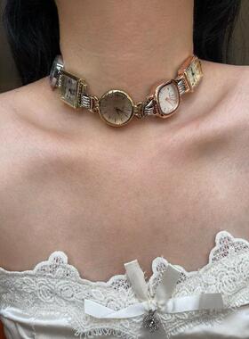 小众手表吊坠拼接钛钢赛博朋克设计感男女choker项链