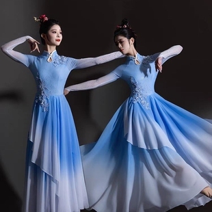 开场舞大摆裙演出歌伴舞表演舞蹈服装现代艺考中国风古典连衣裙