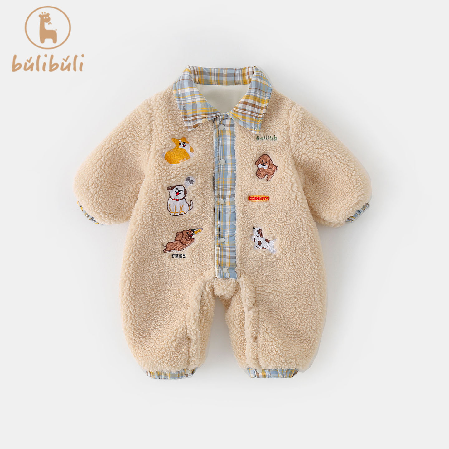 深秋婴儿衣服秋冬装男宝宝加绒连体衣初冬外穿可爱洋气毛毛衣哈衣