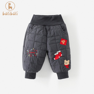 婴幼童裤子冬款2025新款男女宝宝加绒保暖束脚裤冬季外穿新年棉裤