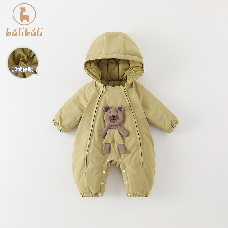 婴儿衣服冬装2024新款男宝宝连体衣加绒加厚保暖哈衣冬季外出爬服