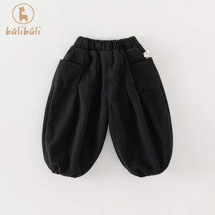 男童裤子秋冬款2025新款男宝宝加绒保暖灯笼裤冬季外出婴幼童长裤