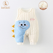 宝宝衣服冬装 婴儿加绒背带裤 连体衣秋冬季 可爱超萌小恐龙哈衣爬服