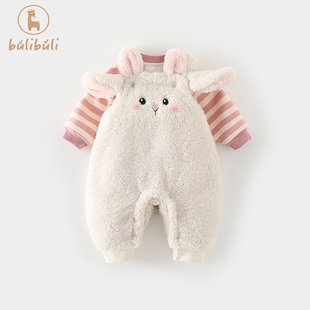 女童背带裤套装冬装2025新款女宝宝加绒卫衣冬季婴幼童衣服两件套