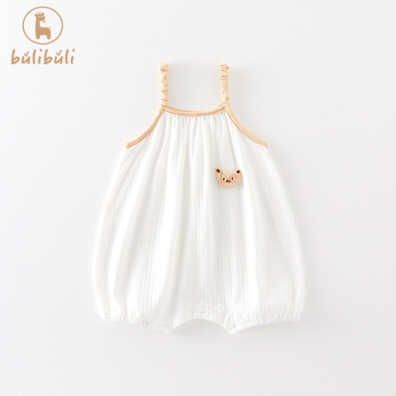 新生婴儿夏装衣服宝宝背心连体衣夏季薄款无袖吊带哈衣爬服0一1岁