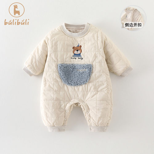 深秋婴儿衣服秋冬装男宝宝薄棉夹棉连体衣秋冬季外穿可爱保暖哈衣