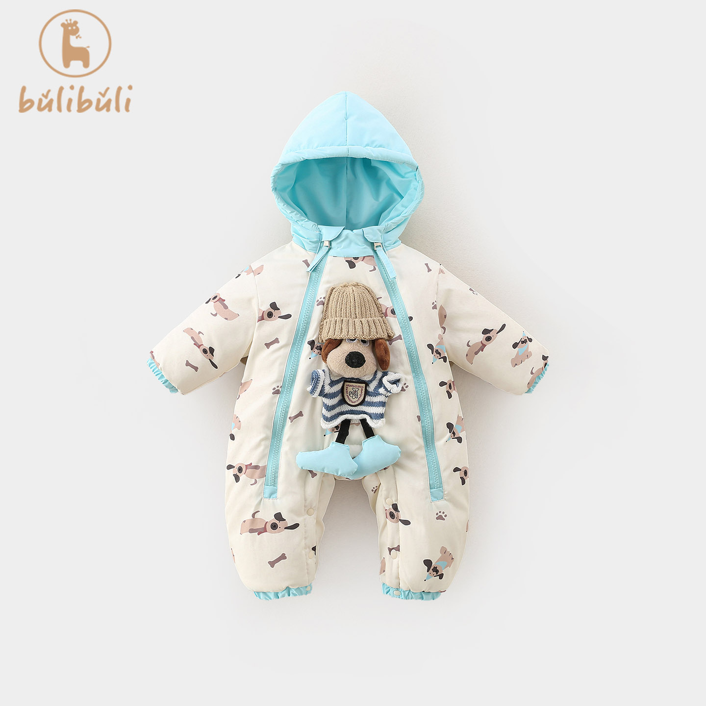 婴儿衣服冬装2025新款男宝宝连体衣加绒加厚棉衣冬季外出保暖哈衣