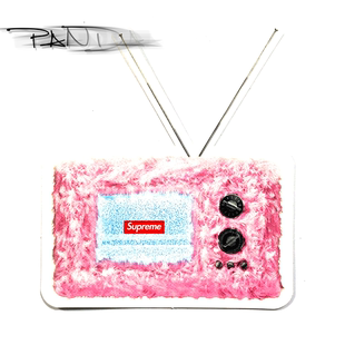 Supreme 18ss TV 粉毛电视 贴纸贴画