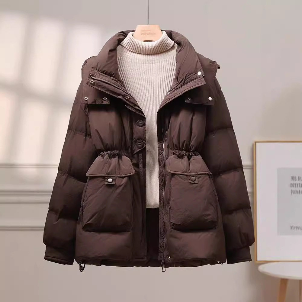 羽绒服女冬新款中长款韩版加厚收腰显瘦白鸭绒小个子外套时尚修身