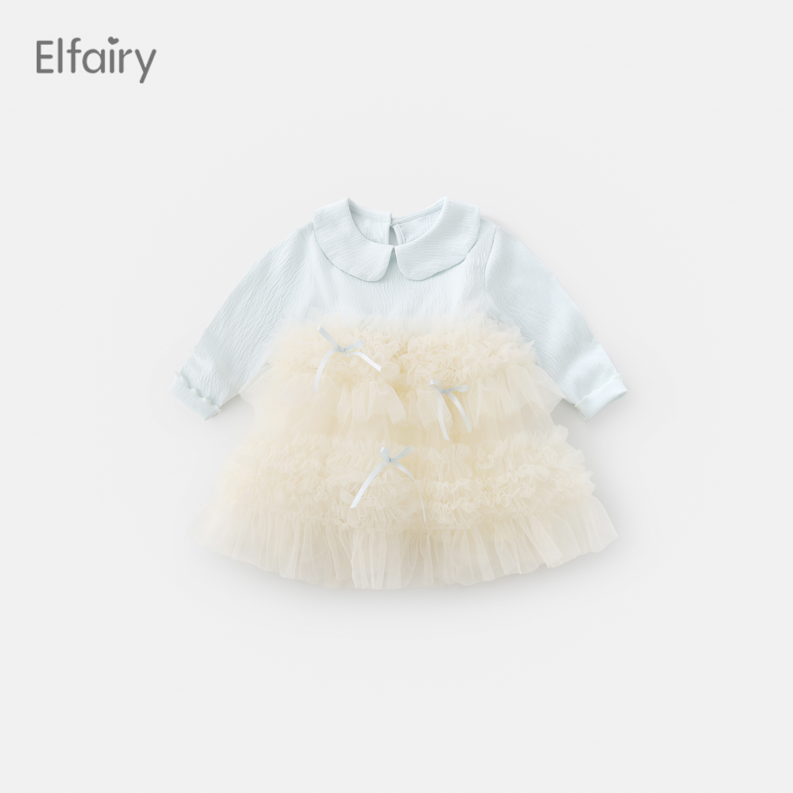 Elfairy女童连衣裙宝宝春秋装2025新款婴儿公主裙女孩蓬蓬纱裙潮