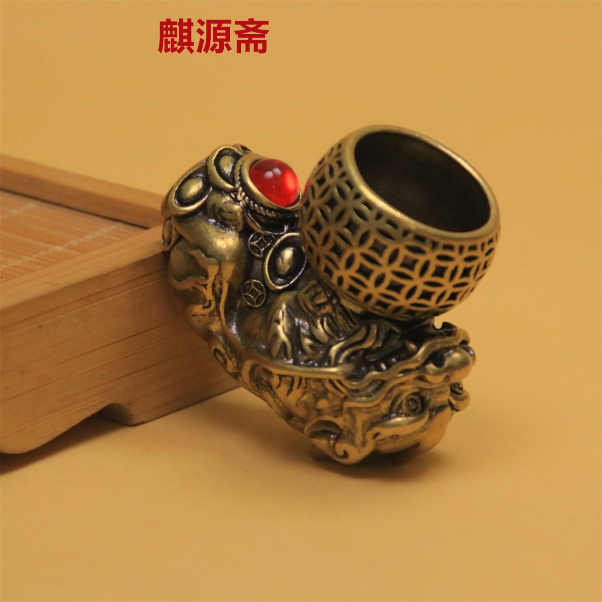 古玩铜器收藏纯铜貔貅烟斗烟锅便携式复古男士老式锅斗烟具配件