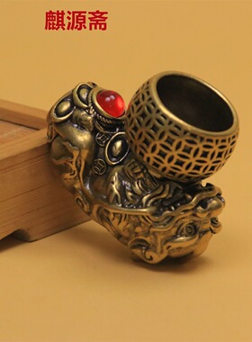 古玩铜器收藏纯铜貔貅烟斗烟锅便携式复古男士老式锅斗烟具配件