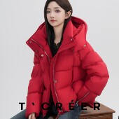 T`CREER｜ 气质宽松羽绒服外套女 连帽立领时尚 初雪挪威 韩版