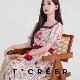 法式 T`CREER｜ 鹿梦松云 报纸玫瑰印花方领不规则连衣裙女