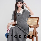 T`CREER｜ 薄暮愁 夏日格雷系气质高级背带连衣裙女
