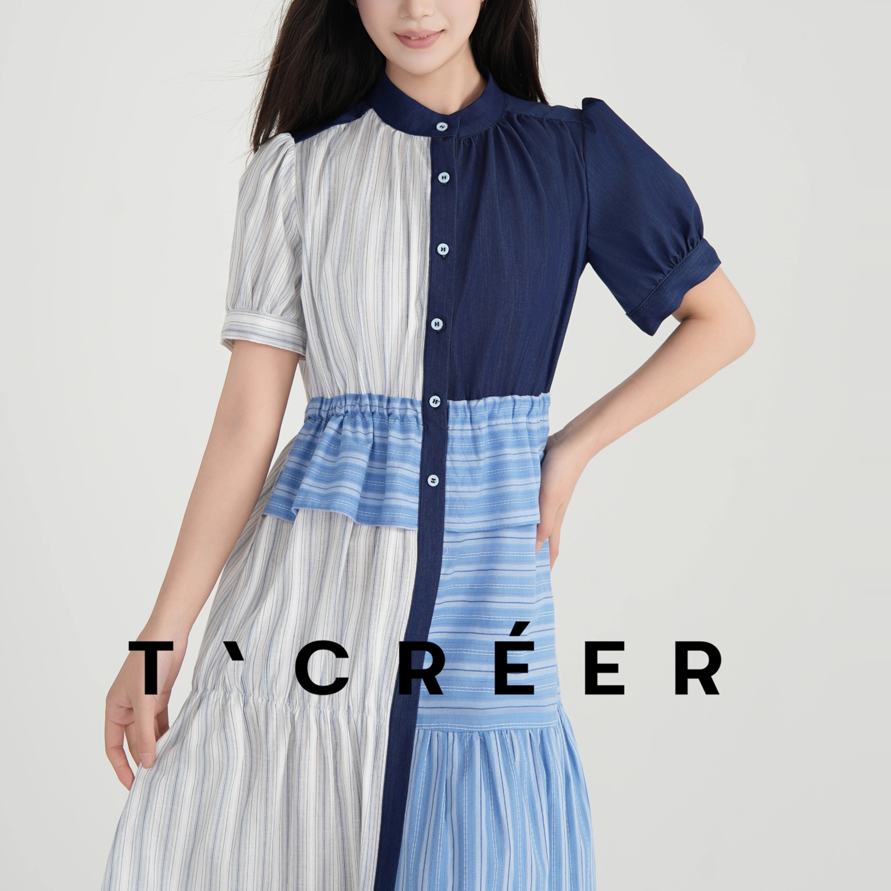 T`CREER｜【梦若芳华】重工拼接原创设计连衣裙女夏季爆款